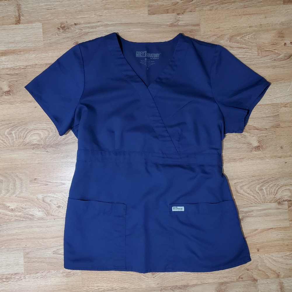 Grey's Anatomy navy blue wrap scrub top